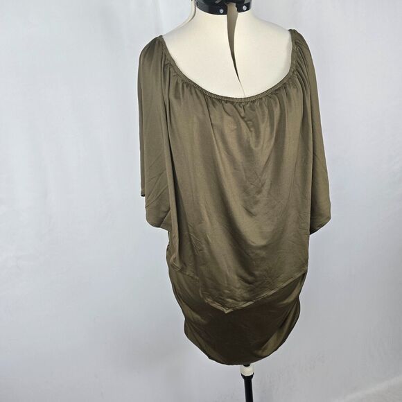 Yincro Dress Women's 2XL Olive Bodycon with Oversized Top Ruffles Mini NWT - Picture 16 of 16